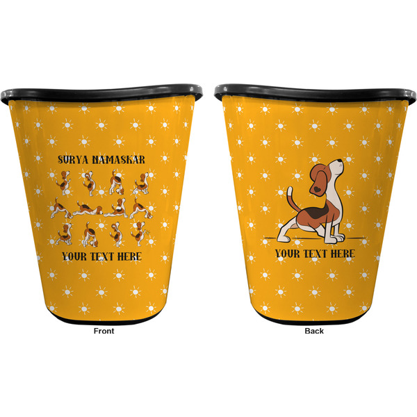 Yoga Dogs Sun Salutations Trash Can Black - Front and Back - Apvl