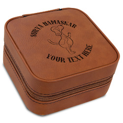 Yoga Dogs Sun Salutations Travel Jewelry Box - Rawhide Leather (Personalized)