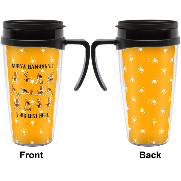 Yoga Dogs Sun Salutations Travel Mug with Black Handle - Approval