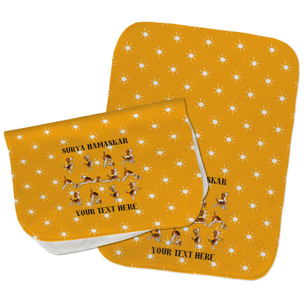 Yoga Dogs Sun Salutations Two Rectangle Burp Cloths - Open & Folded
