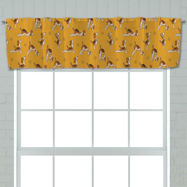Yoga Dogs Sun Salutations Valance - Closeup on window