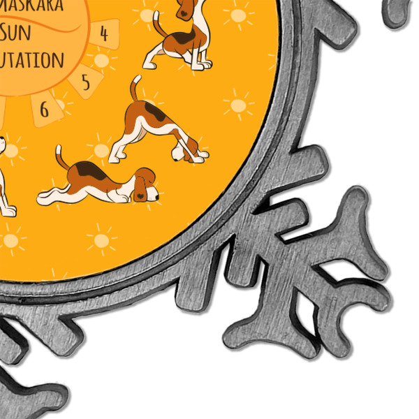 Yoga Dogs Sun Salutations Vintage Snowflake - Detail