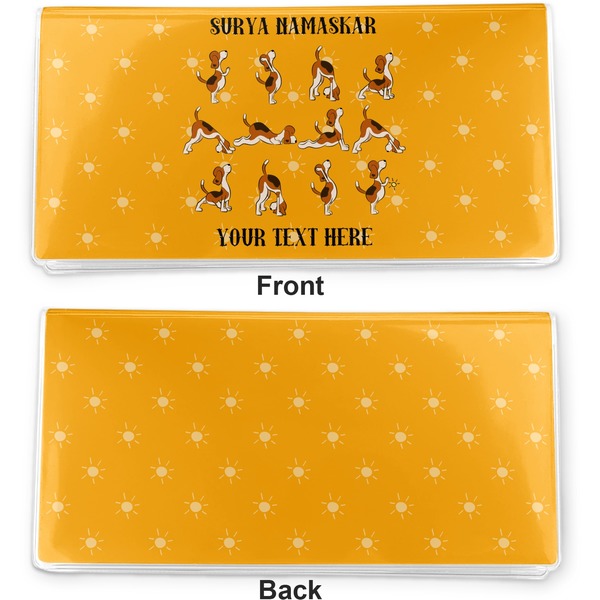 Yoga Dogs Sun Salutations Vinyl Check Book Cover - Front and Back