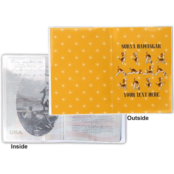 Yoga Dogs Sun Salutations Vinyl Passport Holder - Flat Front and Back