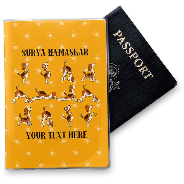 Custom Yoga Dogs Sun Salutations Vinyl Passport Holder (Personalized)