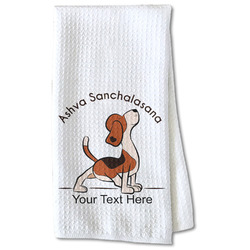Yoga Dogs Sun Salutations Kitchen Towel - Waffle Weave - Partial Print (Personalized)