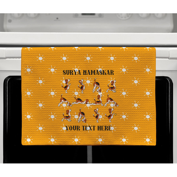 Yoga Dogs Sun Salutations Waffle Weave Towel - Full Color Print - Lifestyle2 Image