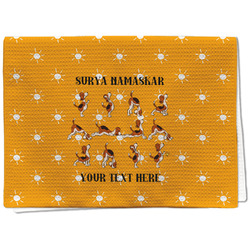 Yoga Dogs Sun Salutations Kitchen Towel - Waffle Weave - Full Color Print (Personalized)