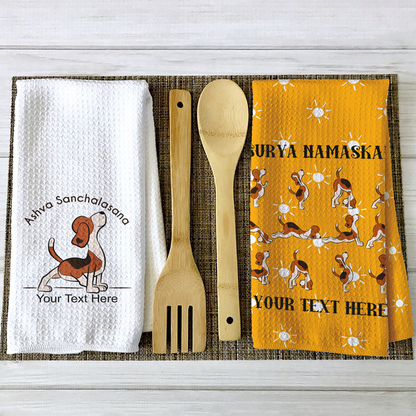 Yoga Dogs Sun Salutations Waffle Weave Towels - 2 Print Styles
