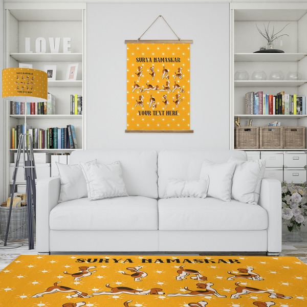 Yoga Dogs Sun Salutations Wall Hanging Tapestry - Portrait - IN CONTEXT