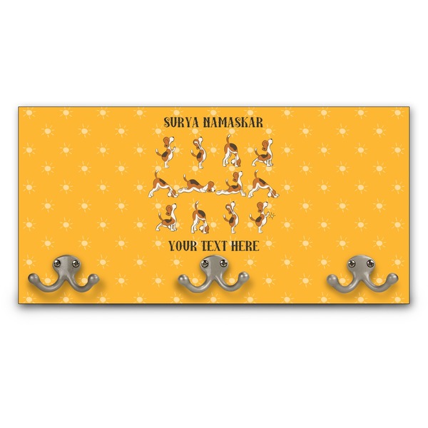 Custom Yoga Dogs Sun Salutations Wall Mounted Coat Rack (Personalized)