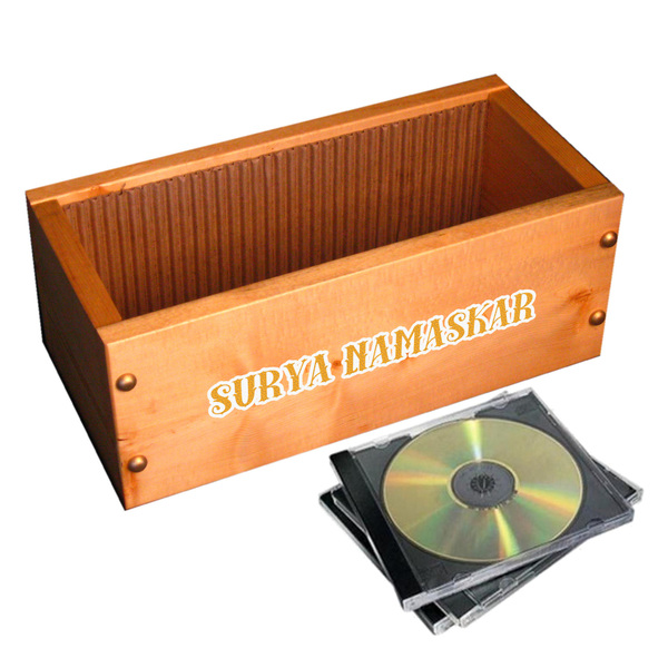 Yoga Dogs Sun Salutations Wall Name Decal on Wooden Storage Chest