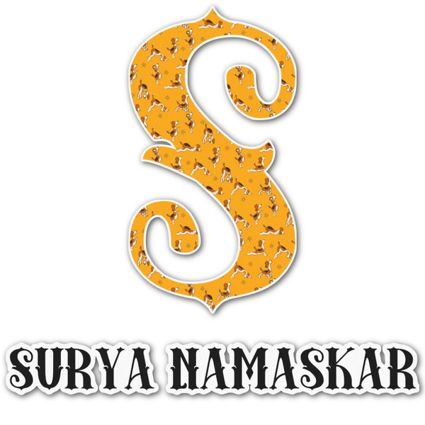 Custom Yoga Dogs Sun Salutations Name & Initial Decal - Up to 18"x18" (Personalized)