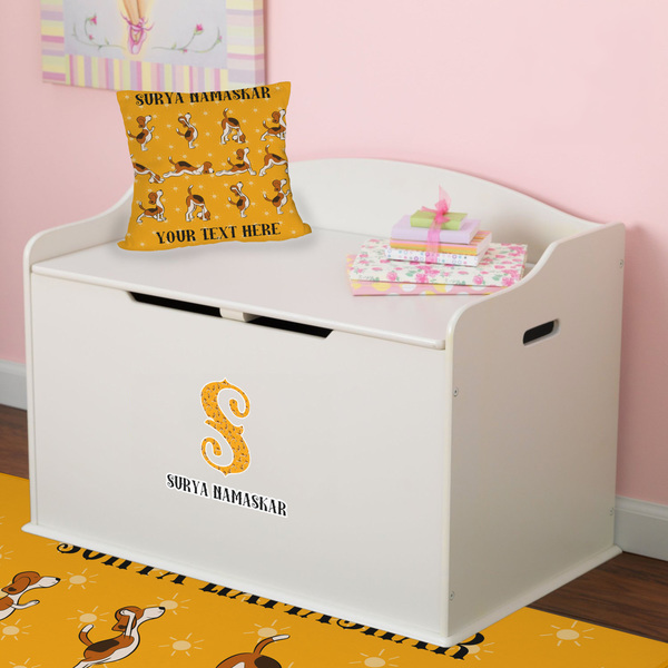 Yoga Dogs Sun Salutations Wall Name & Initial Small on Toy Chest