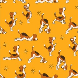 Yoga Dogs Sun Salutations Wallpaper & Surface Covering (Peel & Stick 24"x 24" Sample)