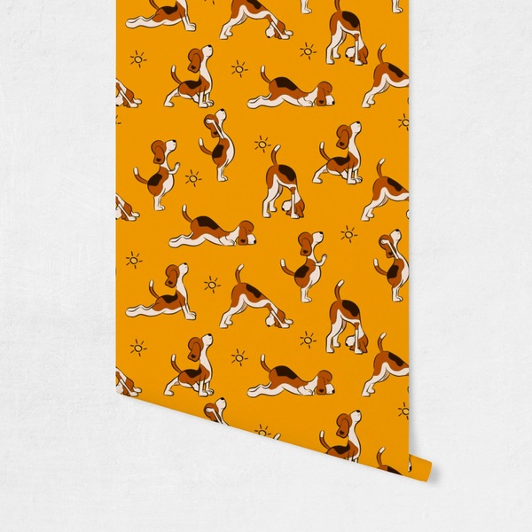 Yoga Dogs Sun Salutations Wallpaper on Wall