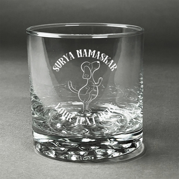 Custom Yoga Dogs Sun Salutations Whiskey Glass - Engraved (Personalized)
