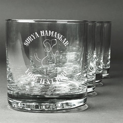 Yoga Dogs Sun Salutations Whiskey Glasses (Set of 4) (Personalized)