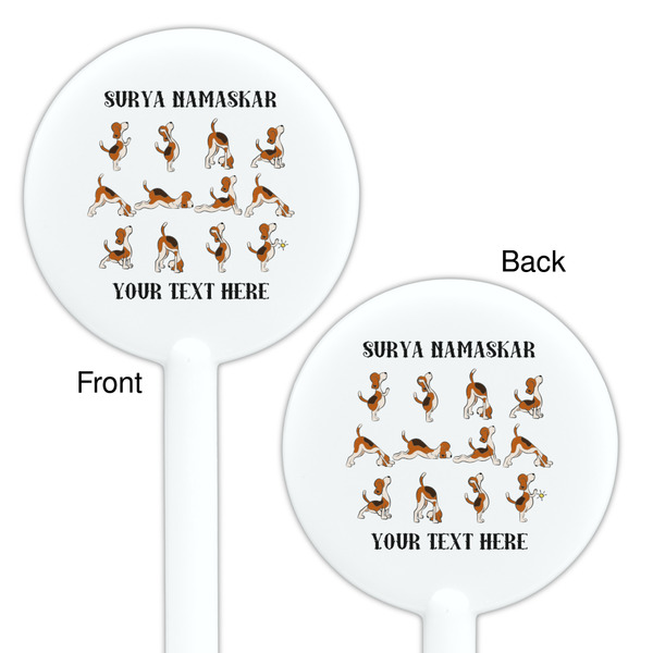 Yoga Dogs Sun Salutations White Plastic 5.5" Stir Stick - Double Sided - Round - Front & Back