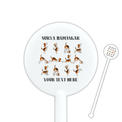 Yoga Dogs Sun Salutations 5.5" Round Plastic Stir Sticks - White - Single Sided (Personalized)