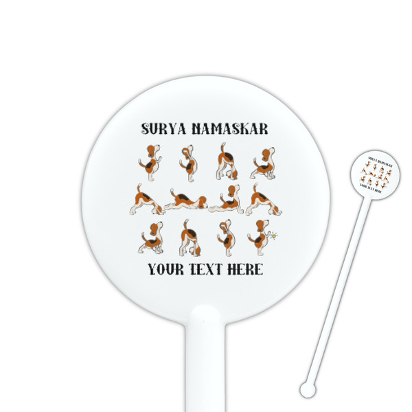 Custom Yoga Dogs Sun Salutations 5.5" Round Plastic Stir Sticks - White - Single Sided (Personalized)