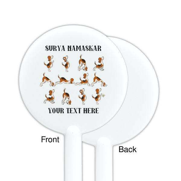 Yoga Dogs Sun Salutations White Plastic 5.5" Stir Stick - Single Sided - Round - Front & Back