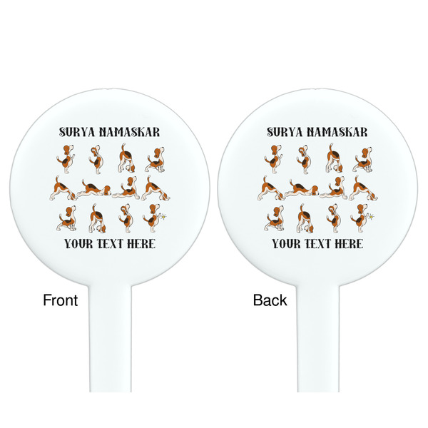 Yoga Dogs Sun Salutations White Plastic 7" Stir Stick - Double Sided - Round - Front & Back