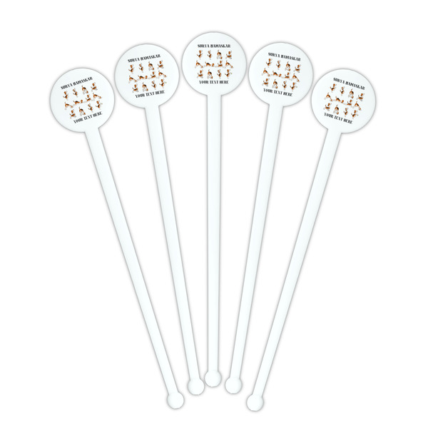 Yoga Dogs Sun Salutations White Plastic 7" Stir Stick - Round - Fan View