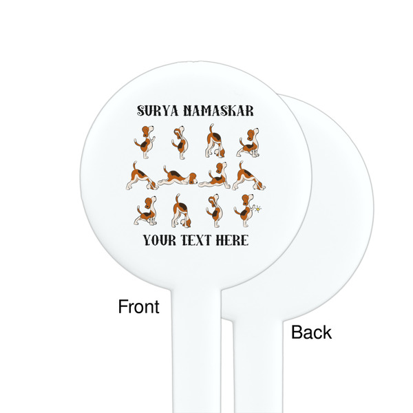 Yoga Dogs Sun Salutations White Plastic 7" Stir Stick - Single Sided - Round - Front & Back