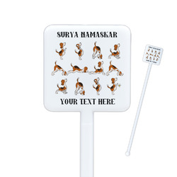 Yoga Dogs Sun Salutations Square Plastic Stir Sticks - Double Sided (Personalized)