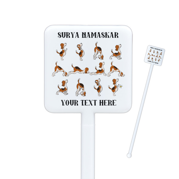 Custom Yoga Dogs Sun Salutations Square Plastic Stir Sticks - Single Sided (Personalized)