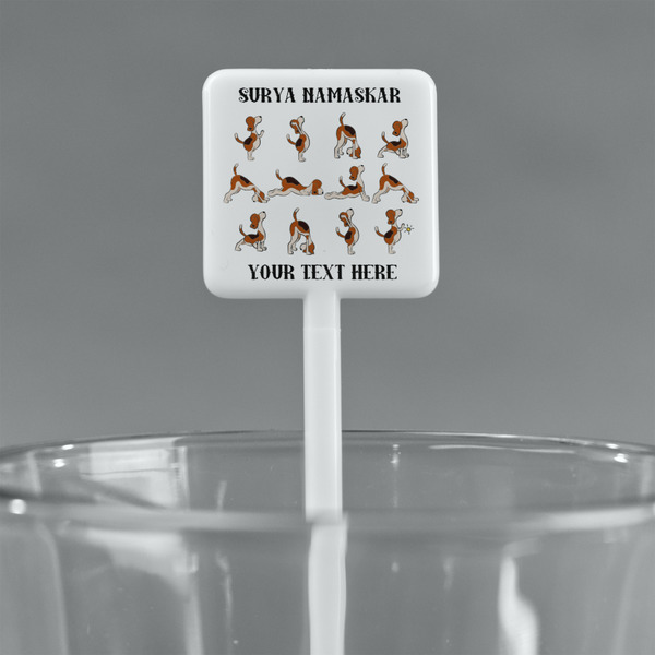 Yoga Dogs Sun Salutations White Plastic Stir Stick - Square - Main