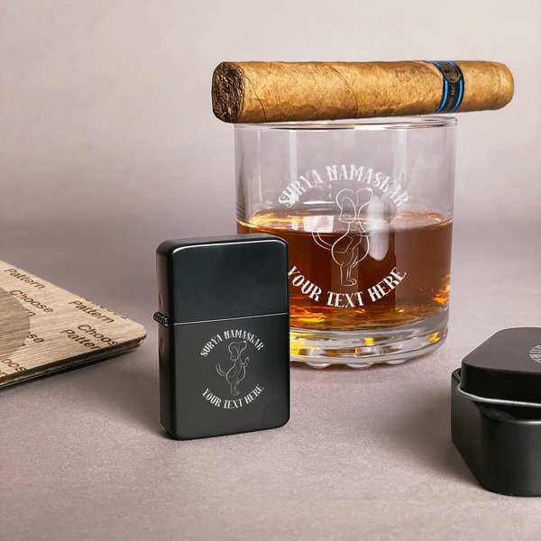 Yoga Dogs Sun Salutations Windproof Lighters - Black - In Context