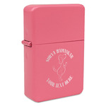 Yoga Dogs Sun Salutations Windproof Lighter - Pink - Double Sided & Lid Engraved (Personalized)