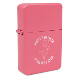 Yoga Dogs Sun Salutations Windproof Lighter - Pink - Single Sided & Lid Engraved (Personalized)