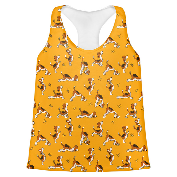 Custom Yoga Dogs Sun Salutations Womens Racerback Tank Top - X Large