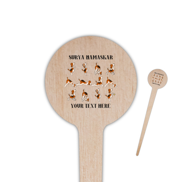 Custom Yoga Dogs Sun Salutations 4" Round Wooden Food Picks - Double Sided (Personalized)