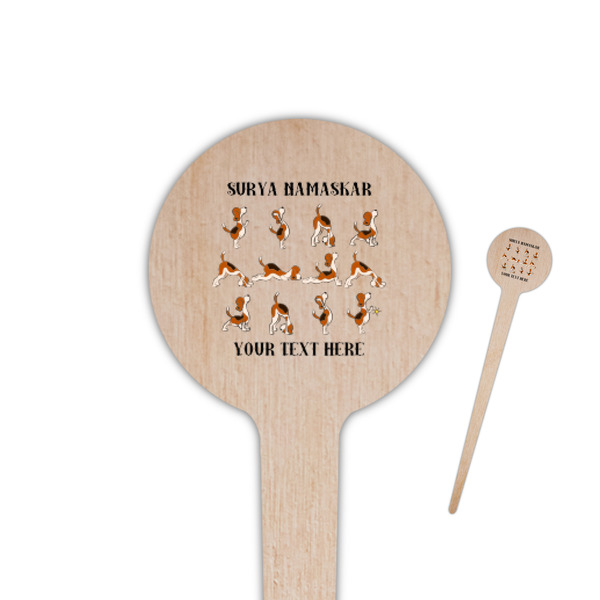 Custom Yoga Dogs Sun Salutations 4" Round Wooden Food Picks - Single Sided (Personalized)