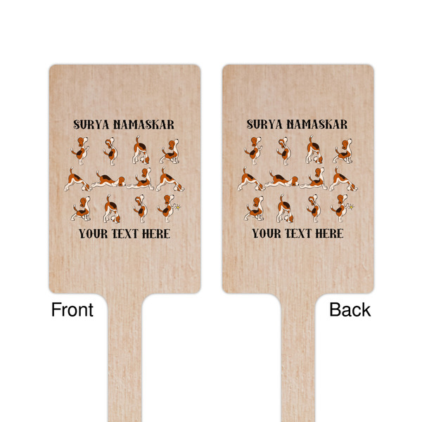 Yoga Dogs Sun Salutations Wooden 6.25" Stir Stick - Rectangular - Double Sided - Front & Back
