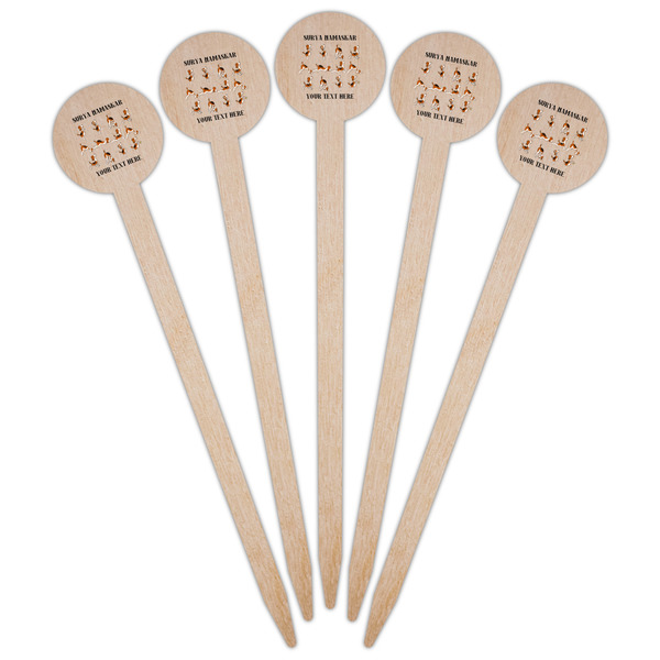 Yoga Dogs Sun Salutations Wooden 6" Food Pick - Round - Fan View