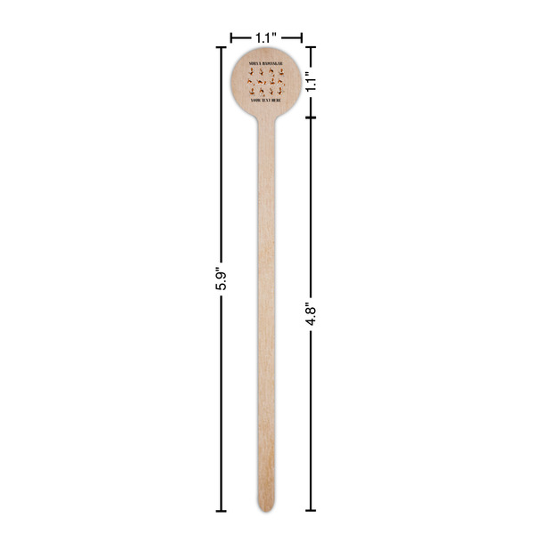 Yoga Dogs Sun Salutations Wooden 6" Stir Stick - Round - Dimensions