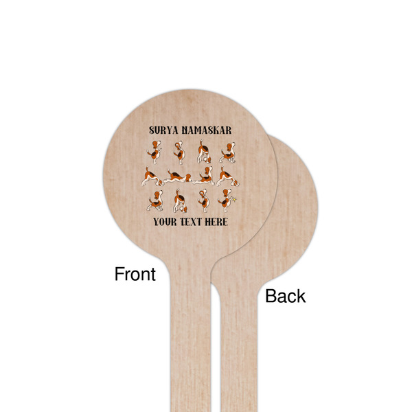 Yoga Dogs Sun Salutations Wooden 7.5" Stir Stick - Round - Single Sided - Front & Back
