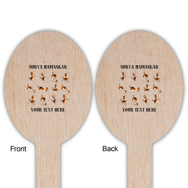 Yoga Dogs Sun Salutations Wooden Food Pick - Oval - Double Sided - Front & Back