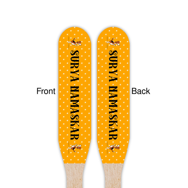 Yoga Dogs Sun Salutations Wooden Food Pick - Paddle - Double Sided - Front & Back