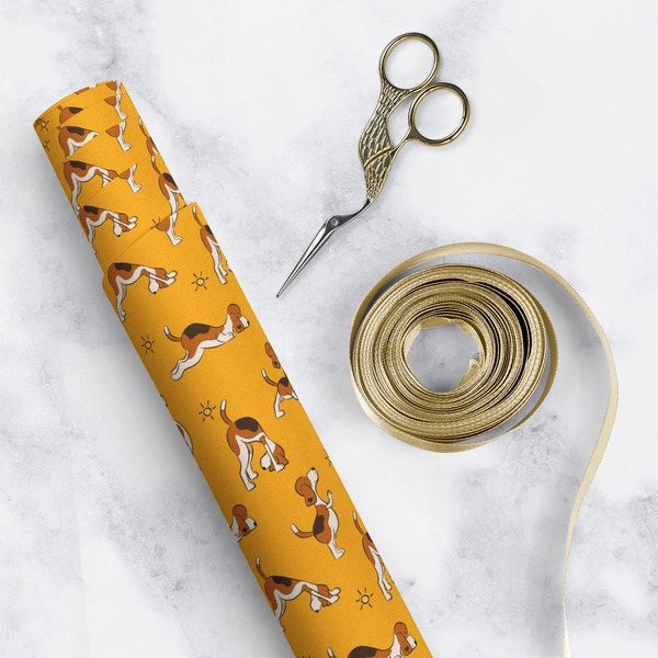 Yoga Dogs Sun Salutations Wrapping Paper Roll - Matte - In Context