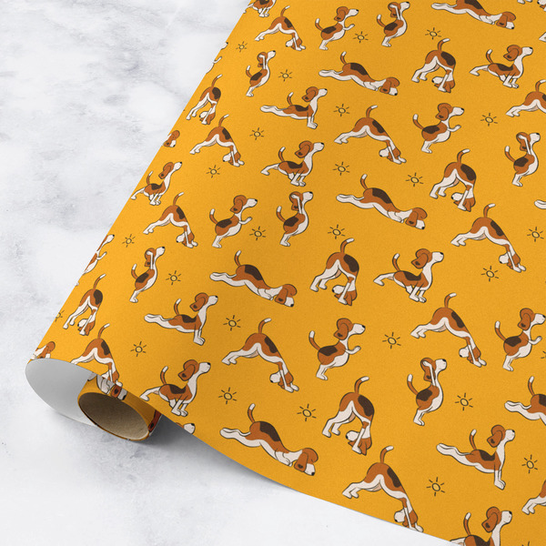 Custom Yoga Dogs Sun Salutations Wrapping Paper Roll - Medium - Matte