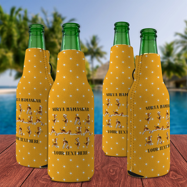 Yoga Dogs Sun Salutations Zipper Bottle Cooler - Set of 4 - LIFESTYLE