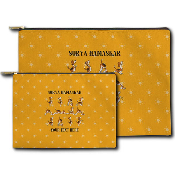 Yoga Dogs Sun Salutations Zippered Pouches - Size Comparison