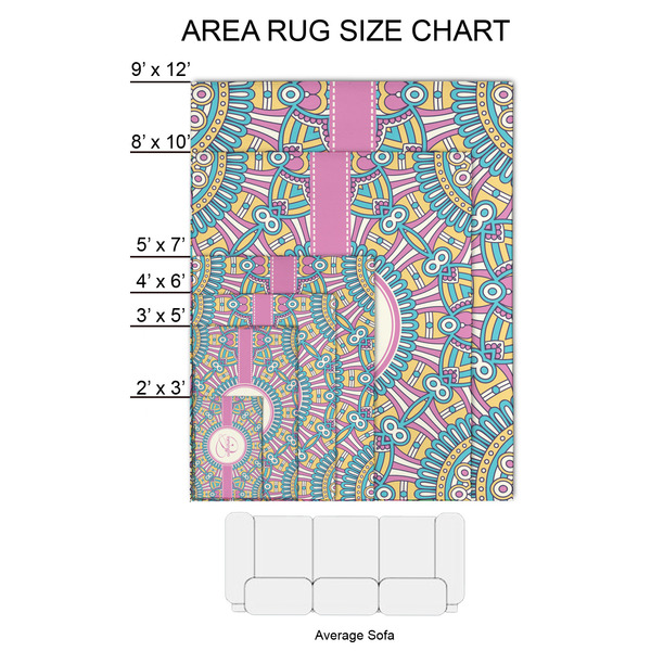 Bohemian Art 2'x3' Indoor Area Rugs - Size Chart