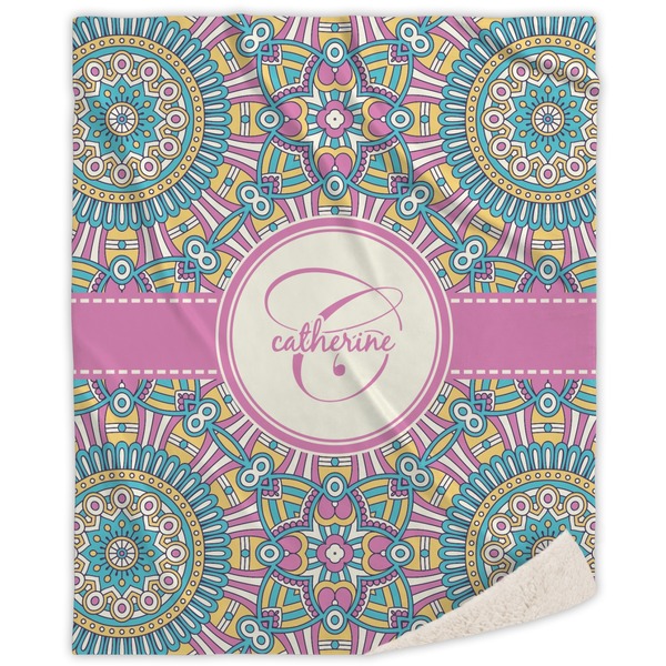 Custom Bohemian Art Sherpa Throw Blanket - 60"x80" (Personalized)
